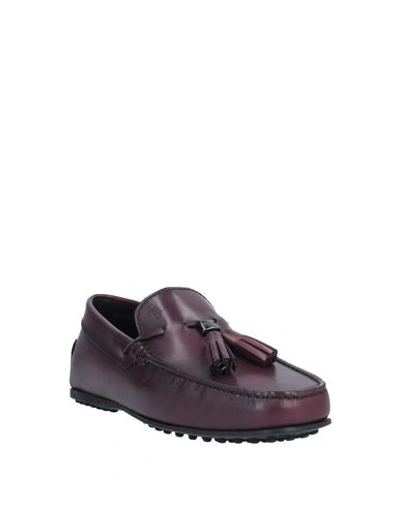 Shop Tod's Man Loafers Deep Purple Size 9 Soft Leather