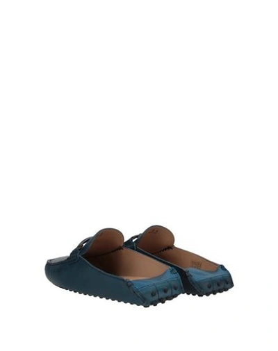 Tod's Man Mules & Clogs Midnight Blue Size 5.5 Soft Leather In Blue
