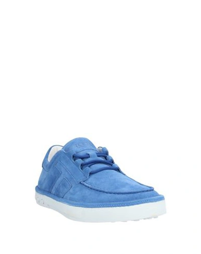 Shop Tod's Man Sneakers Azure Size 8.5 Soft Leather In Blue