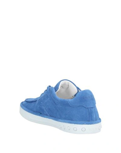 Shop Tod's Man Sneakers Azure Size 8.5 Soft Leather In Blue