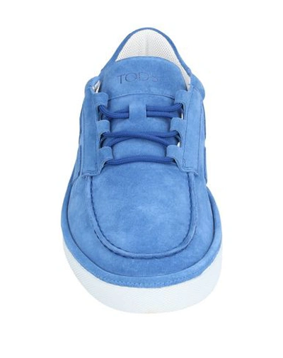 Shop Tod's Man Sneakers Azure Size 8.5 Soft Leather In Blue