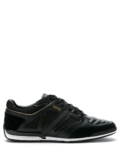 Shop Hugo Boss Quilted Panel Sneakers In Black