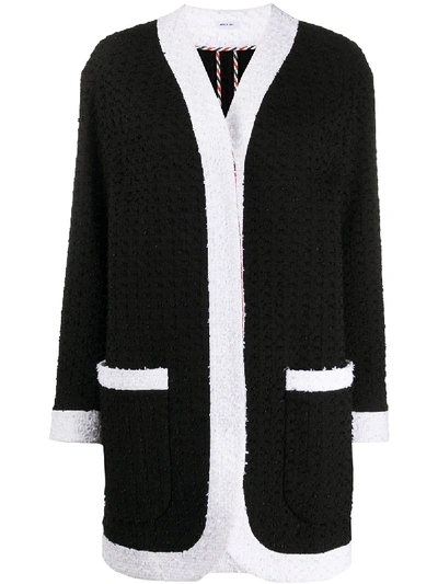 Shop Thom Browne Unconstructed Tweed Cardigan Jacket In Black