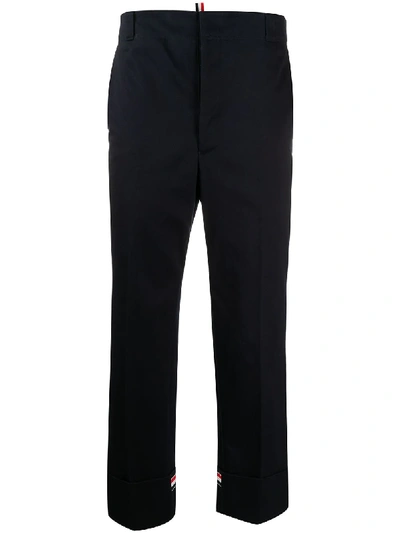 Shop Thom Browne Twill Straight-leg Trousers In Blue