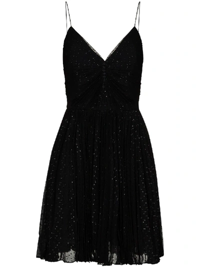 Shop Saint Laurent Glitter-effect Mini Dress In Black