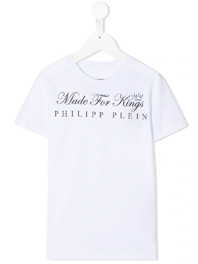 Shop Philipp Plein Junior Branded T-shirt In White