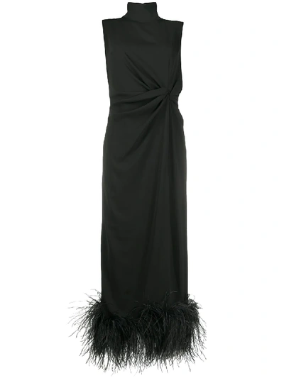 Shop 16arlington Feather Hem Dress In Black