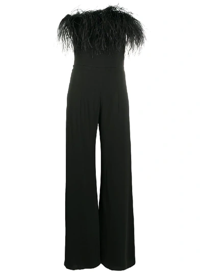 Shop 16arlington Feather Trim Jumpsuit In Black