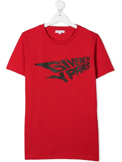 Shop Givenchy Teen Logo-print Cotton T-shirt In Red