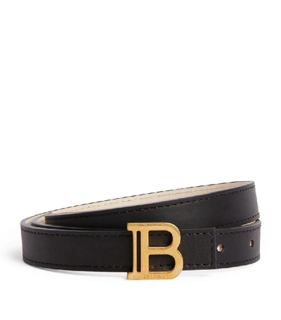 Shop Balmain Leather Monogram Belt