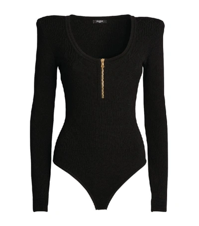 Shop Balmain Diamond-knit Bodysuit