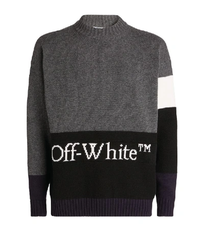 Shop Off-white Knitted Colour-block Sweater In Grey