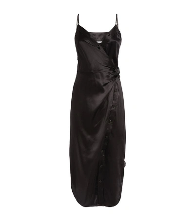 Shop Alexander Wang Silk Satin Twist Midi Dress