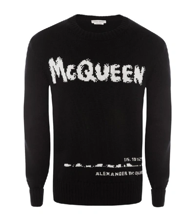 Shop Alexander Mcqueen Mcqueen Graffiti Logo Sweater In Black