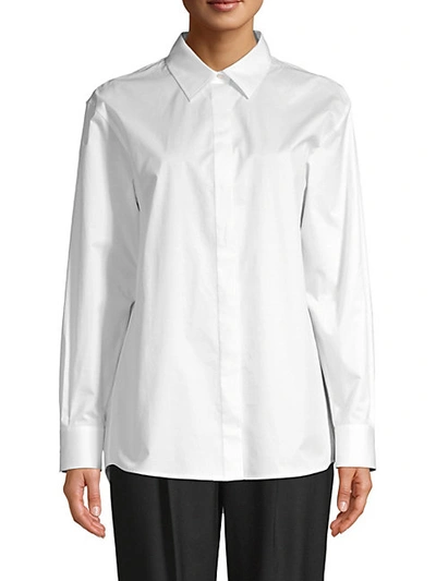 Shop Hugo Boss Beeka Crisp Stretch-cotton Blouse In White