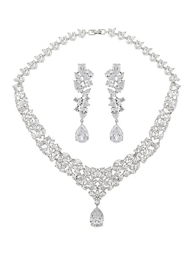 Shop Eye Candy La Leia Rhodium-plated & Crystal Necklace & Earrings Set