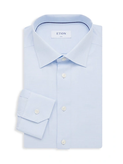 Shop Eton Slim-fit Checker Dress Shirt In Blue