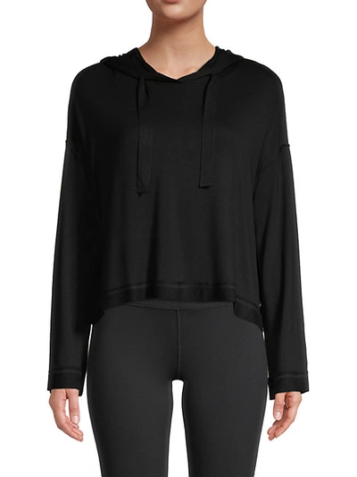 Shop Marc New York Boxy Cropped Hoodie In Black