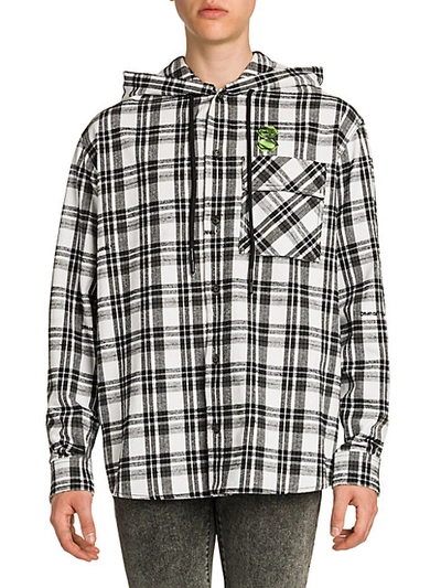 Shop Off-white Hooded Check Shirt In White