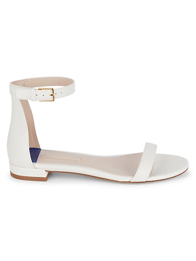 Shop Stuart Weitzman Leather Ankle-strap Sandals In White