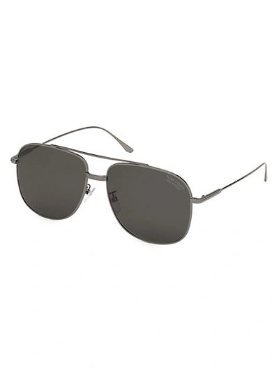 Shop Tom Ford 62mm Polarized Navigator Sunglasses In Gunmetal