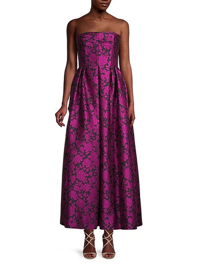 Shop Erdem Rose Jacquard Gown In Fuschia