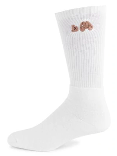 Shop Palm Angels Bear Socks In White Brown