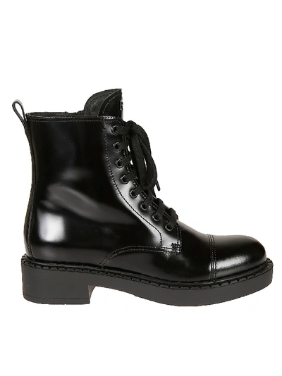 Shop Prada Lace-up Side Zip High Boots In Black