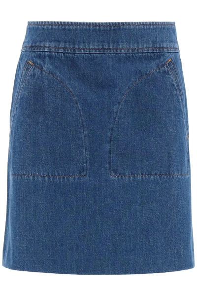 Shop Apc Shanya Denim Mini Skirt In Blue