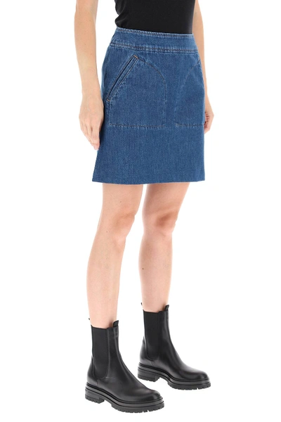 Shop Apc Shanya Denim Mini Skirt In Blue