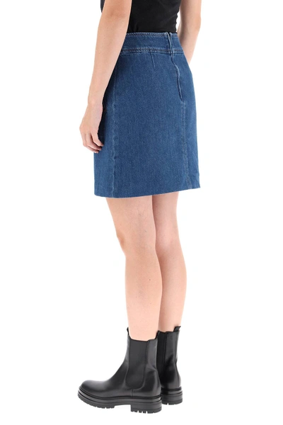 Shop Apc Shanya Denim Mini Skirt In Blue