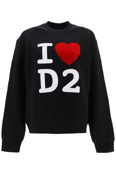 Shop Dsquared2 I Love D2 Sweatshirt In Black,red,white