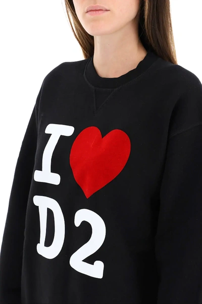 Shop Dsquared2 I Love D2 Sweatshirt In Black,red,white