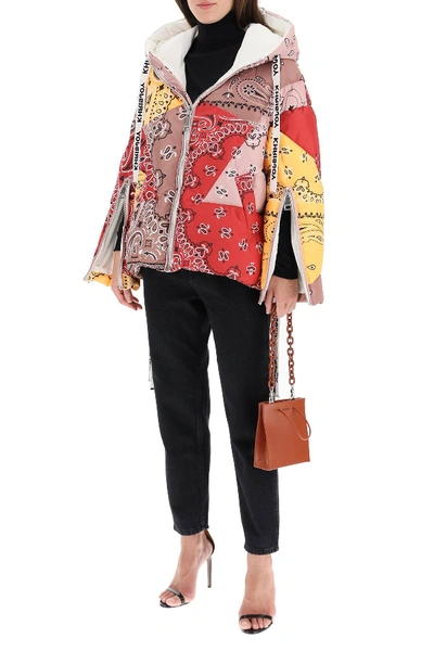 Shop Khrisjoy Bandana Print Khris Puffer Jacket In Yellow,red,black