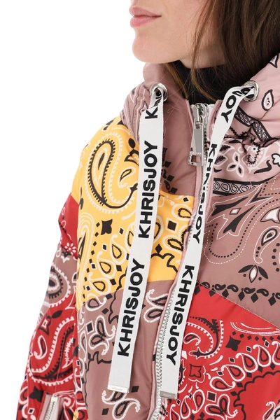 Shop Khrisjoy Bandana Print Khris Puffer Jacket In Yellow,red,black