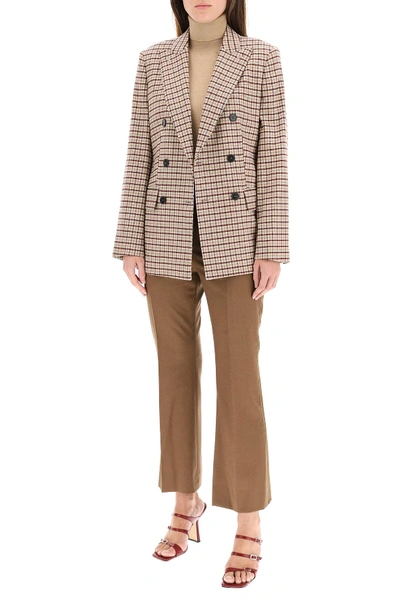 Shop Max Mara Checkered Double-breasted Jacket In Beige,red
