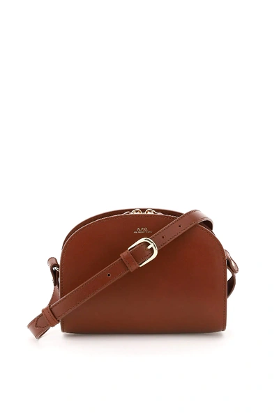 Shop A.p.c. Demi Lune Crossbody Mini Bag In Brown