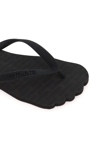 Shop Vetements Toe Shape Rubber Flip Flops In Black