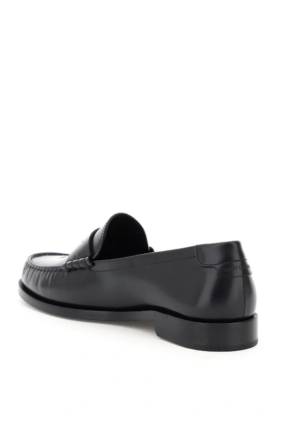 Shop Saint Laurent Ysl Penny Loafers In Black