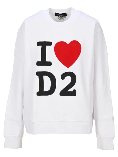 Shop Dsquared2 D Squared I Love D2 Swatshirt In White