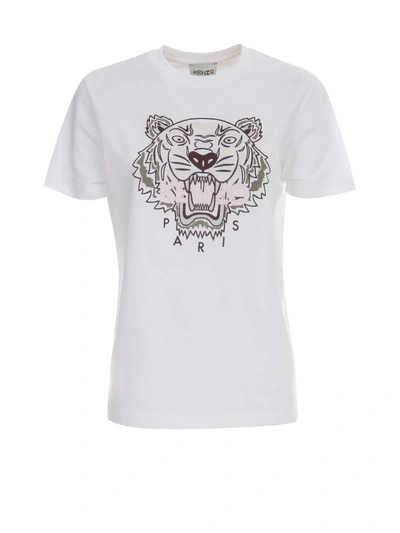 Shop Kenzo Loose Tshirt Tiger Classic In Blanc