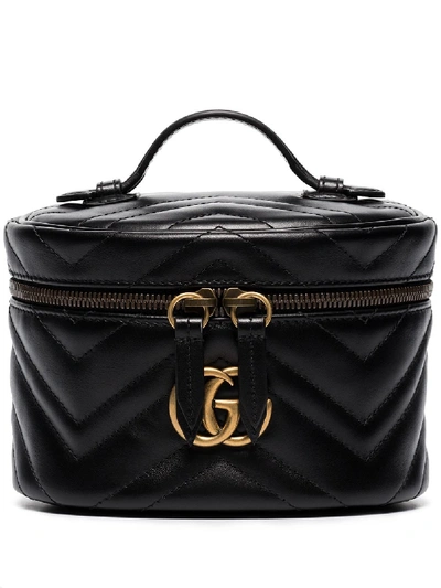 BLACK GG MARMONT SMALL LEATHER COSMETIC CASE