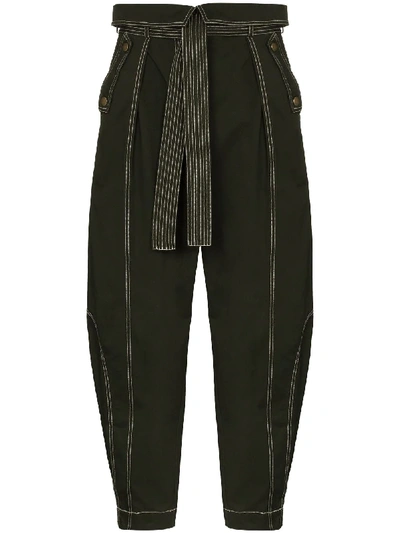 Shop Ulla Johnson Rowen Tie Waist Trousers In Green