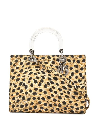Pre-owned Dior Lady  Leopard Handbag In Brown