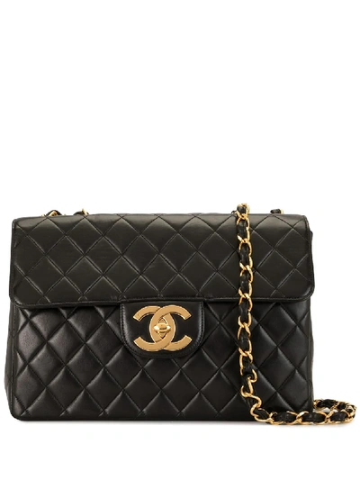 Pre-owned Chanel 1997 Jumbo Quilted Shoulder Bag In Black