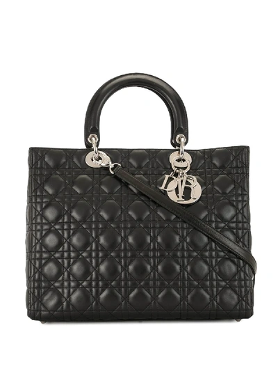 Pre-owned Dior Lady T Handbag In Black