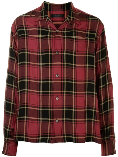 Shop Undercover Notch-collar Plaid Shirt In Red