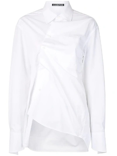 Shop Aganovich Twist Front Longline Shirt In White