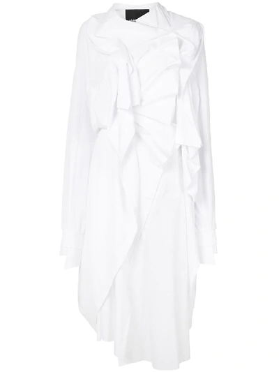 Shop Aganovich Deconstructed Shirt Dress In White