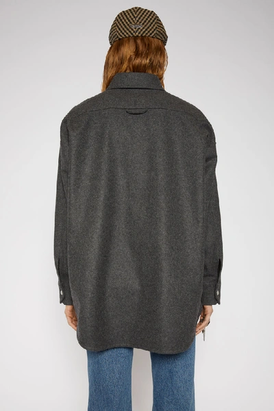 Shop Acne Studios Flannel Overshirt Charcoal Grey